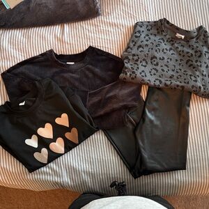 GAP Kids Gray and Black tops and pleather pants
